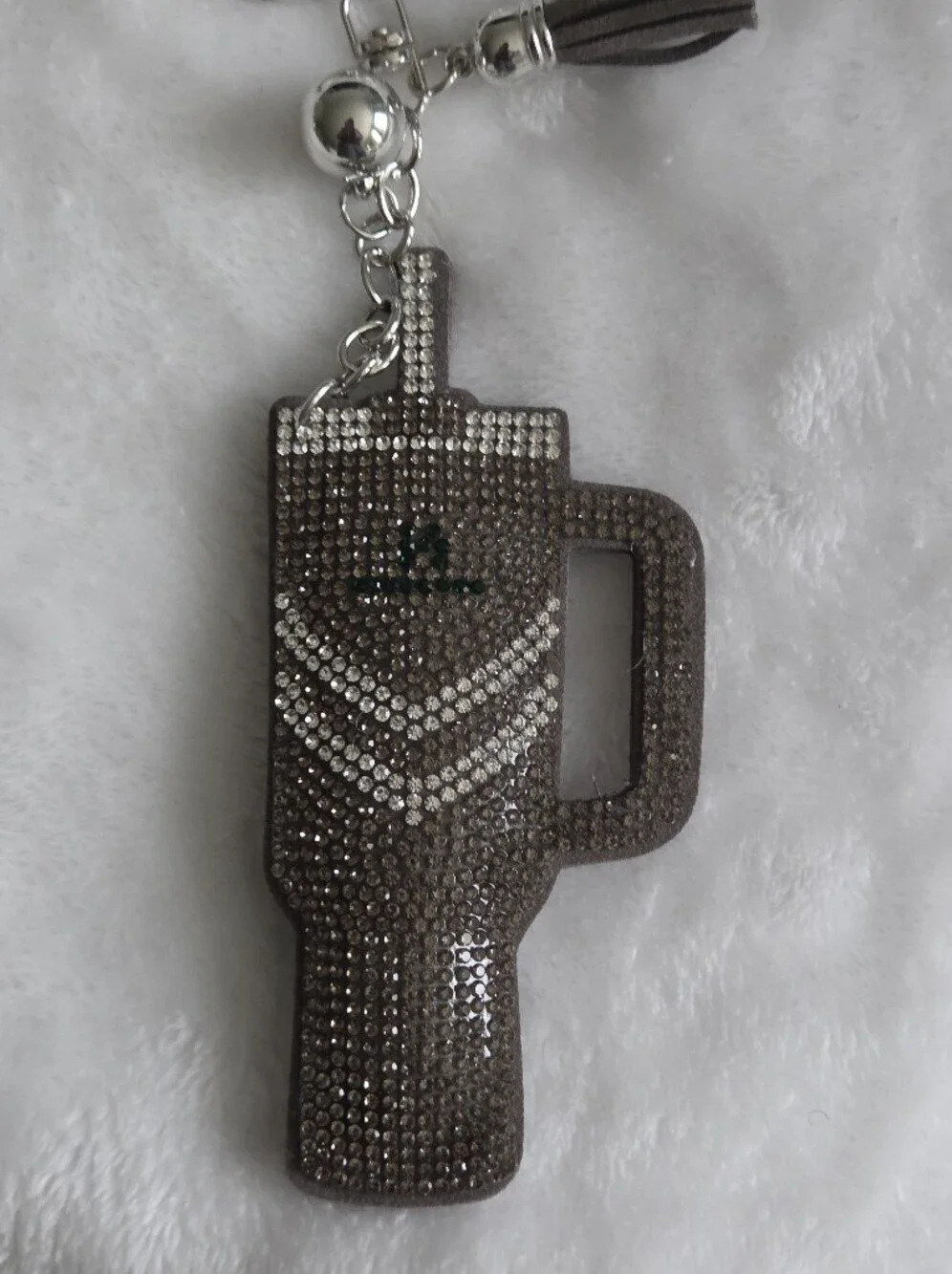 Dark Gray Stanley Keychain with Tassel Water Tumbler Bag Charm